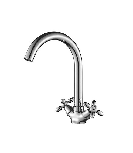 Смеситель DECOROOM DR53028 (для кухни) с высоким повортным изливом, ЛАТУНЬ 438x503 в Материке