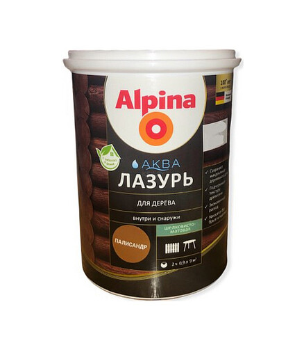 Лазурь Alpina АКВА для дерева Палисандр, 0,9л 438x503 в Материке