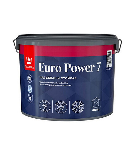 Краска Tikkurila EURO POWER 7 стойкая к мытью C мат, 9л 438x503 в Материке