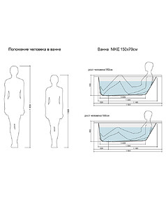 Ванна акриловая прямоугольная NIKE 150x70см (ультра белая) без ножек