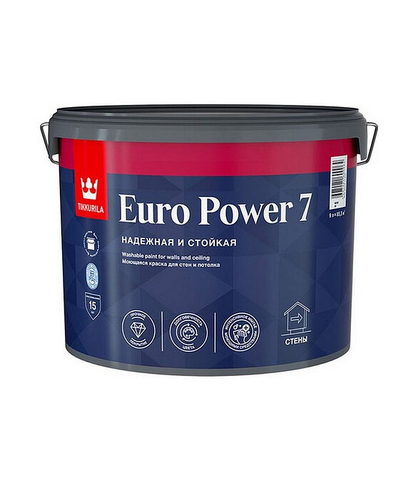 Краска Tikkurila EURO POWER 7 стойкая к мытью C мат, 9л 586x674 Краска Tikkurila EURO POWER 7 стойкая к мытью C мат, 9л 586x674 в Материке