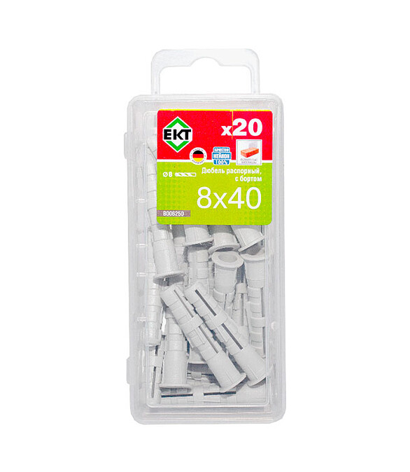 Дюбель распорный KEW KSD S 8х40 с бортом, нейлон B006250 (уп=20шт)_BOX 586x674 Дюбель распорный KEW KSD S 8х40 с бортом, нейлон B006250 (уп=20шт)_BOX 586x674 в Материке