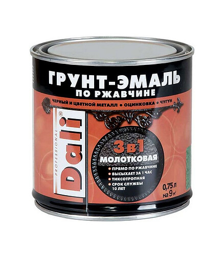Грунт-эмаль Dali по ржавчине молотковый серая, 0,75л 438x503 в Материке