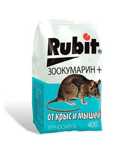 Средство Зерновая смесь от крыс и мышей Rubit Зоокумарин+, родентицид (400г) 438x503 в Материке
