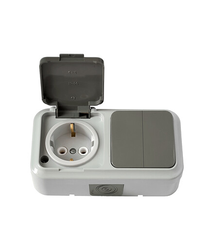 Блок Bylectrica ПРАЛЕСКА АКВА IP54 2В-РЦ-659(03) выкл. 2кл.+1роз. с/з 438x503 в Материке