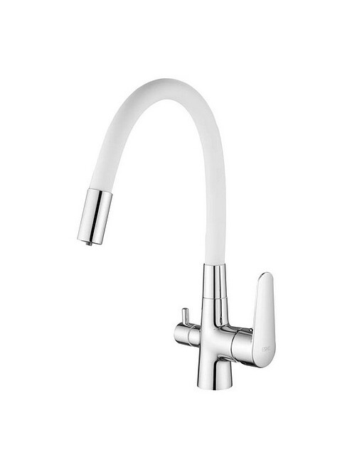 Смеситель CORAL CL 03 W (для кухни) гибкий излив на две воды, белый 495x660 Смеситель CORAL CL 03 W (для кухни) гибкий излив на две воды, белый 495x660 в Материке