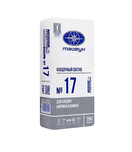 Раствор Тайфун Мастер № 17 для кладки, 25кг 438x503 в Материке