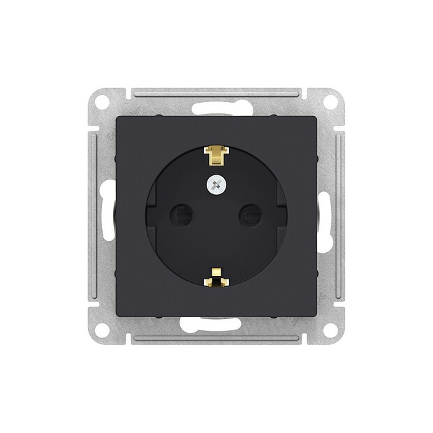 Розетка SE ATLAS Design ATN001045 1мест. с/з шторки карбон