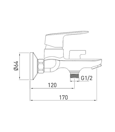 Смеситель FLAT 2250520C (для ванны, короткий излив) с душ.комплектом 438x503 в Материке - Вариант 2