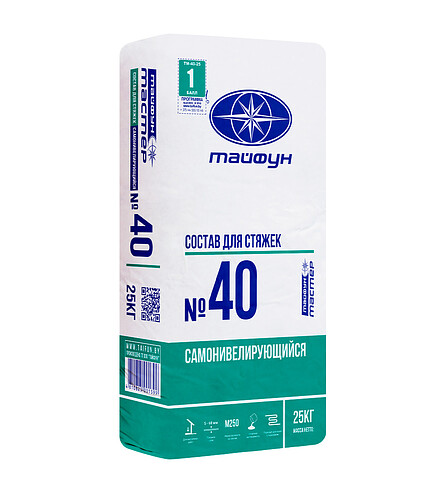 Смесь Тайфун Мастер № 40 самонивелир. 5-60мм, 25кг 438x503 в Материке