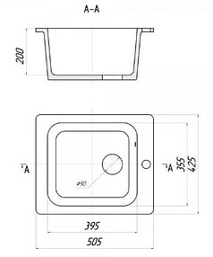 Мойка GERHANS А10 ГРАФИТ, 425x505мм иск.камень (без сифона) 238x286 в Материке - Вариант 2