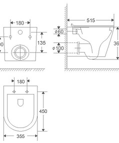 Унитаз WISLA подвесной безободковый ТОРНАДО с сиденьем DUROPLAST Slim S-Close 238x286 в Материке - Вариант 4