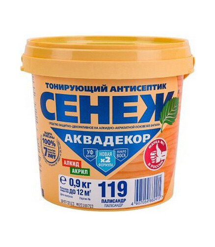 Антисептик Сенеж АКВАДЕКОР 119 палисандр, 0,9 кг 438x503 в Материке