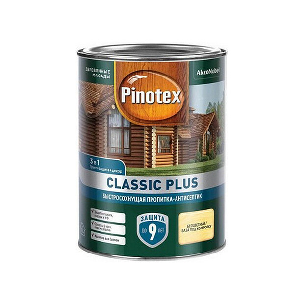 Пропитка-антисептик Pinotex Classic Plus 3 в 1 бесцветная 0,9л