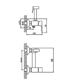 Смеситель HAIBA HB5513 (для биде) хром, настенный с душ.комплектом