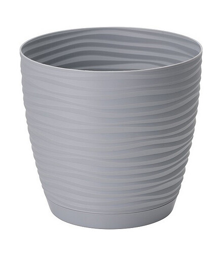 Горшок SAHARA Petit Round с поддоном(10,7х10см) пластик серый 3000-040 438x503 в Материке