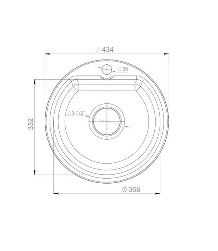 Мойка GRANFEST SMART GF-SM-435 круглая D435мм иск.мрамор-песочный (без сифона) 438x503 в Материке - Вариант 2