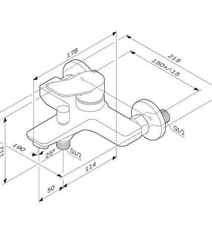Смеситель X-JOY F85A10033 (для ванны, короткий излив) без душ.комплекта белый 438x503 в Материке - Вариант 2