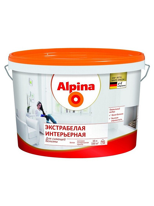 Краска Alpina Экстрабелая интерьерная матовая, 10л 495x660 Краска Alpina Экстрабелая интерьерная матовая, 10л 495x660 в Материке