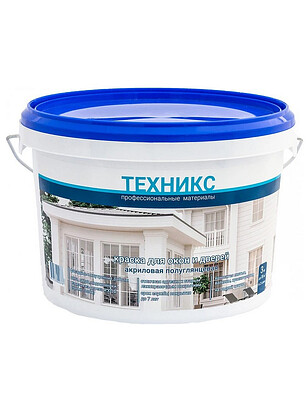 Краска ТЕХНИКС для окон и дверей п/мат белая, 3кг 238x286 в Материке