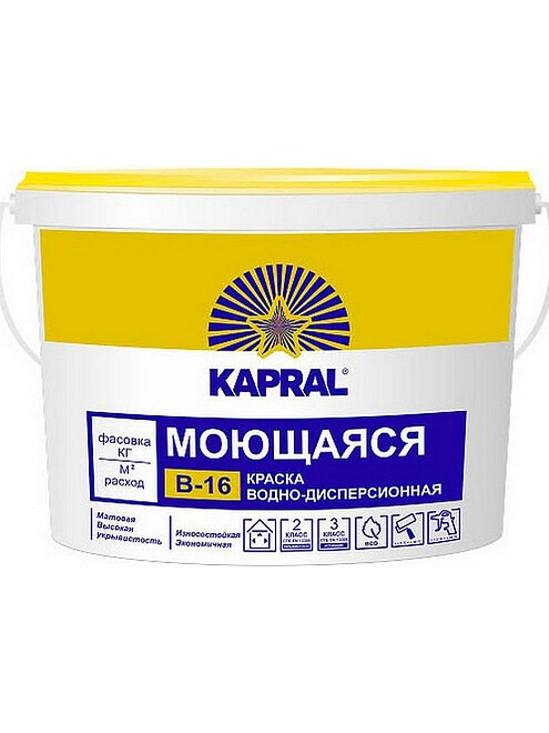 Краска Kapral В-16 глубокоматовая, 15кг 495x660 Краска Kapral В-16 глубокоматовая, 15кг 495x660 в Материке