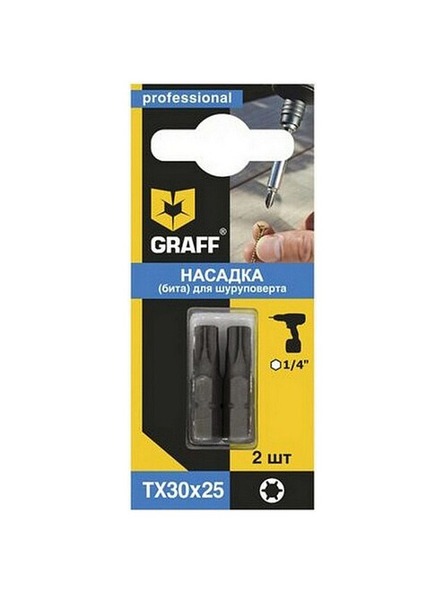 Бита ударная GRAFF T30 25мм 2шт/уп. 495x660 Бита ударная GRAFF T30 25мм 2шт/уп. 495x660 в Материке