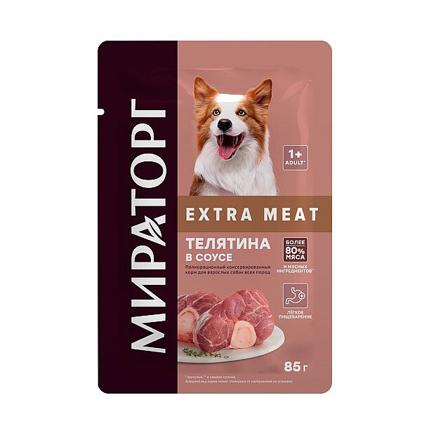 Корм для взрослых собак всех пород WINNER Extra Meat влаж. Телятина в соусе85г