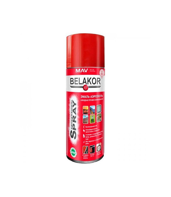 Эмаль BELAKOR17 аэроз. алкид. RAL3020 глянцевая, 520мл 586x674 в Материке