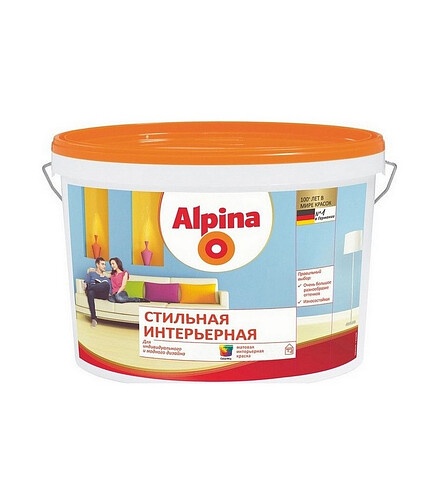 Краска Alpina Практичная интерьерная матовая, 10л / 16,4кг 438x503 в Материке