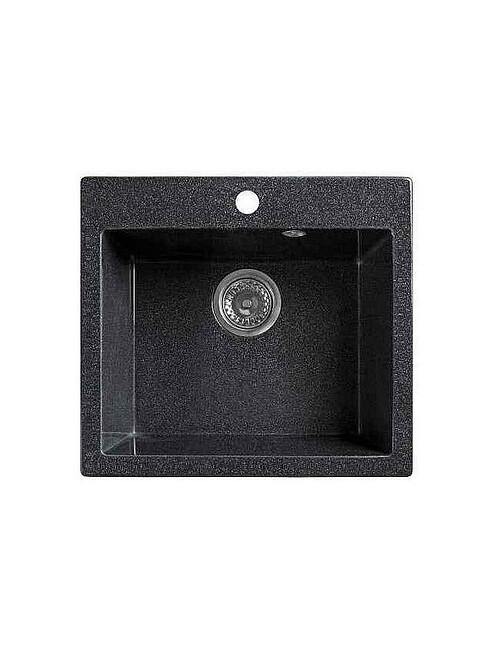 Мойка KSD 4945 490х450мм иск.мрамор-ЧЕРНЫЙ RS с выпуском 495x660 в Материке