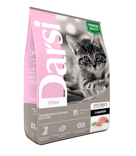 Корм для котят Darsi Kitten индейка (0,3кг) 438x503 в Материке