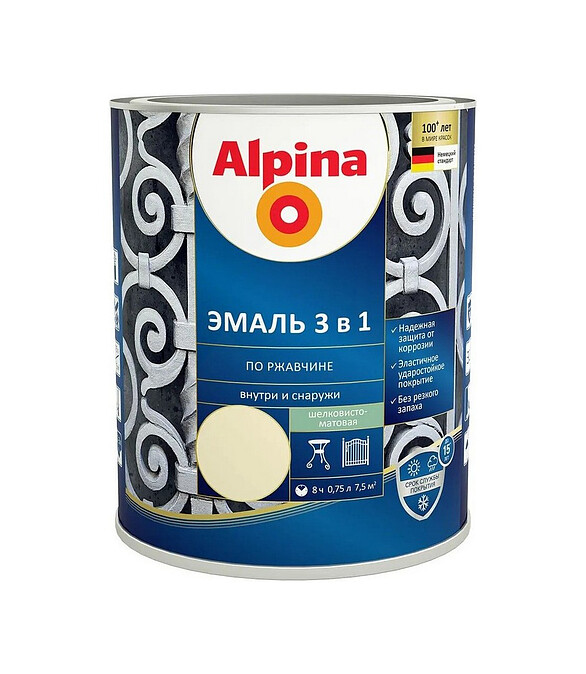 Грунт-эмаль Alpina 3в1 RAL1015 Слоновая кость, 0,75л 586x674 Грунт-эмаль Alpina 3в1 RAL1015 Слоновая кость, 0,75л 586x674 в Материке