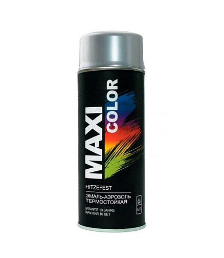 Эмаль аэроз. MAXI COLOR термостойкая серебристая, 400мл 438x503 в Материке