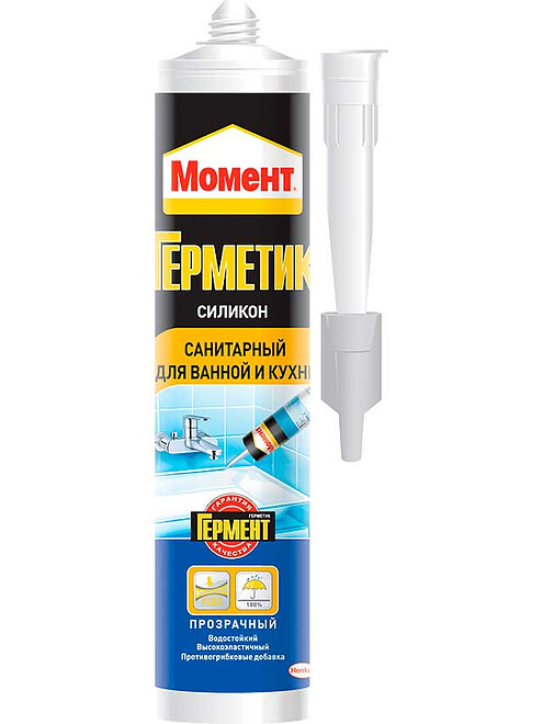 Герметик МОМЕНТ силикон. санитарный прозрачный, 280мл 495x660 Герметик МОМЕНТ силикон. санитарный прозрачный, 280мл 495x660 в Материке