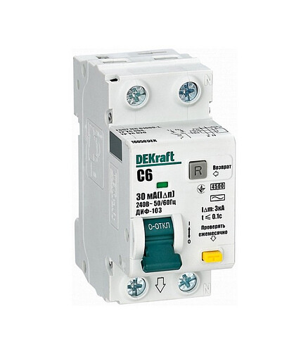Дифавтомат DEKraft ДИФ-103 1П+Н 6А/30мА 438x503 в Материке