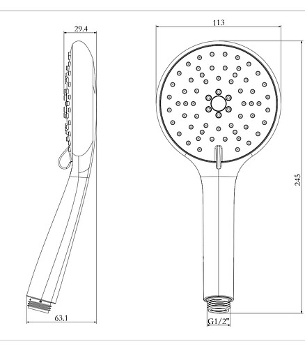 Лейка для душа LM8116C, 3 ф-ции d 113мм, хром 438x503 в Материке - Вариант 2