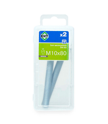 Болт 6-гранный 10х 80, цинк, прочн. 8.8 DIN 933, (уп=2шт) 438x503 в Материке
