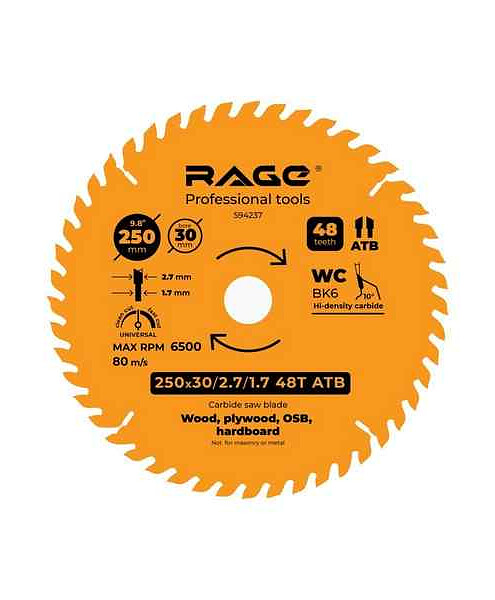 Диск пильный RAGE 250мм 48зуб. 495x660 Диск пильный RAGE 250мм 48зуб. 495x660 в Материке