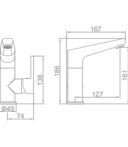 Смеситель L1066 (для умывальника) на гайке 438x503 в Материке - Вариант 3