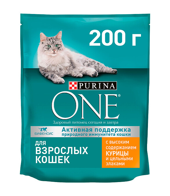 Корм для кошек Purina ONE, цельные злаки, курица (0,2кг) 586x674 в Материке