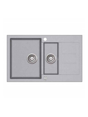 Мойка TESA SQT151-220AW 1,5 чаши 800х500мм гранит-аргент с вып.полуавтомат 238x286 в Материке