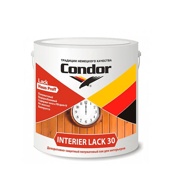 Лак Condor Interier Lack акриловый полуматовый, 2,3кг 586x674 Лак Condor Interier Lack акриловый полуматовый, 2,3кг 586x674 в Материке