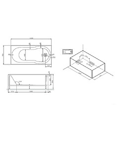 Ванна акриловая прямоугольная X-JOY 150x70см без каркаса, W88A-150-070W-A