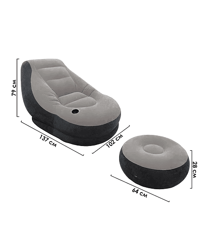 Кресло надувное с пуфом INTEX (9х130х76см; 64х28см) до 100кг арт.68564NP 438x503 в Материке - Вариант 2