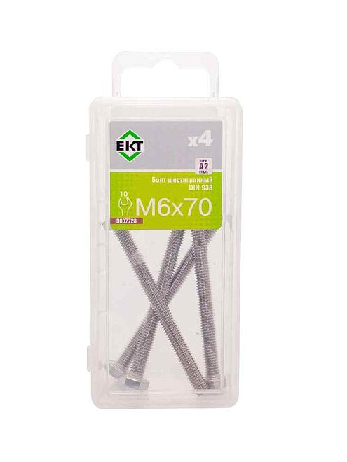 Болт 6-гранный M6х70 нерж.сталь, прочн.8.8 DIN 933 (уп=4шт)_BOX 495x660 Болт 6-гранный M6х70 нерж.сталь, прочн.8.8 DIN 933 (уп=4шт)_BOX 495x660 в Материке