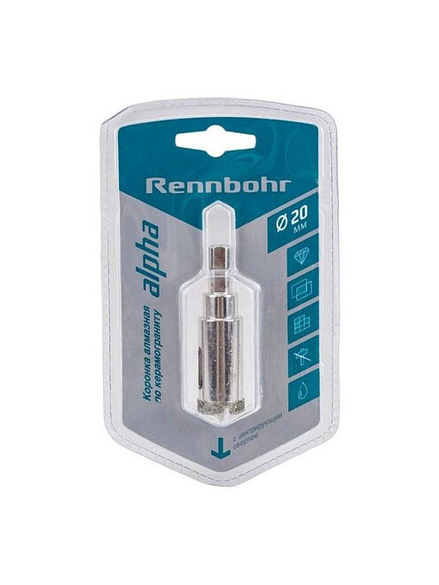 Коронка алмазная по керамограниту RENNBOHR 20мм 495x660 Коронка алмазная по керамограниту RENNBOHR 20мм 495x660 в Материке