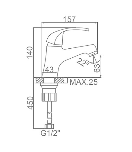 Смеситель L1035 (для умывальника) 438x503 в Материке - Вариант 2