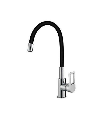 Смеситель ROSSINKA Z35-35U-Black (для кухни) с гибким изливом, хром/черный 438x503 в Материке