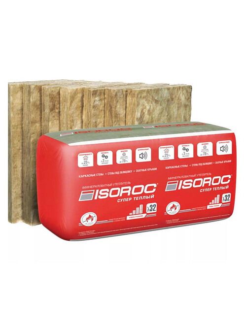 Изоляция ISOVER ISOROC super warm 100х610х1000/Y/C, (26кг/м3), 3.05м2 495x660 Изоляция ISOVER ISOROC super warm 100х610х1000/Y/C, (26кг/м3), 3.05м2 495x660 в Материке