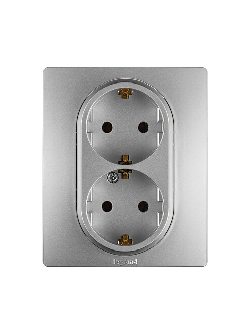 Розетка Legrand ETIKA 672423 2мест. с/з алюмин. 495x660 Розетка Legrand ETIKA 672423 2мест. с/з алюмин. 495x660 в Материке